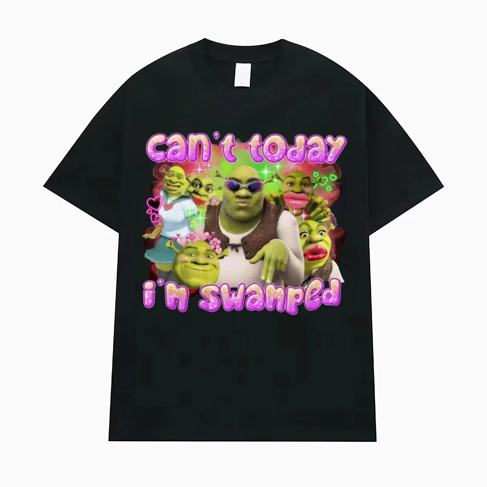 Kan niet vandaag ik ben gestempeld Grappige Shrek Meme T-shirt Herenkleding Modetrend Hip Hop Hoge kwaliteit Zomer Casual T-shirts Unisex