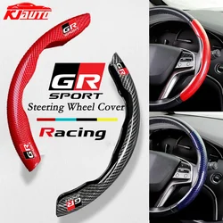 Car Carbon Fiber Steering Wheel Cover For Toyota GR Sport Gazoo Racing Anti Slip Car Steering Wheel Protector Cover Accessories