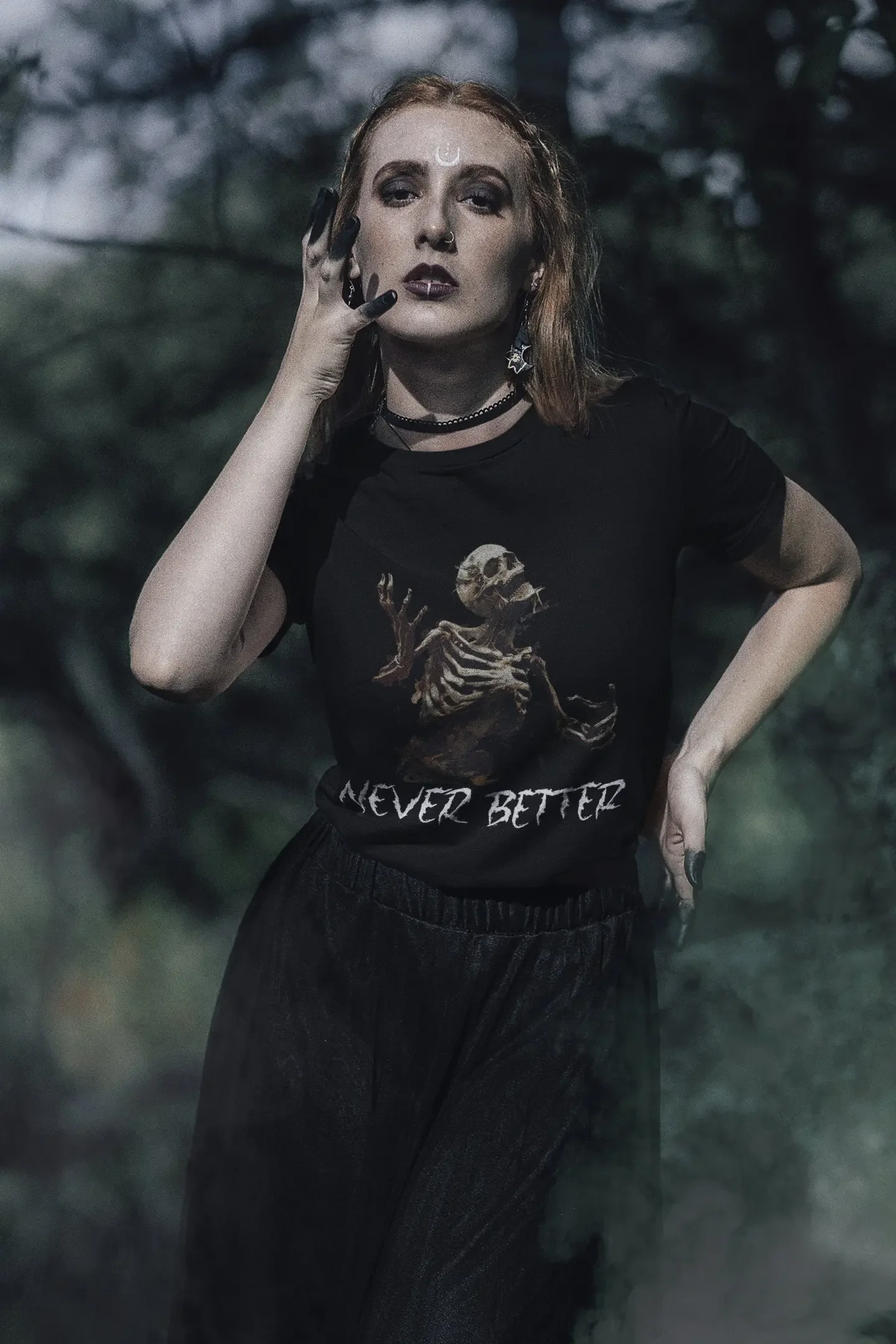 Never Better Funny T shirt Halloween Spooky Skeleton Unhinged Offensive Cursed