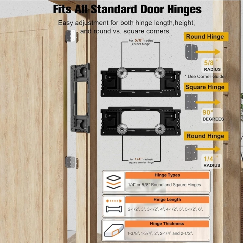 X37E Door Hinge Template Guide, Door Hinge Jig Router Bit Included Precise fit for Different Hinge Length Thickness