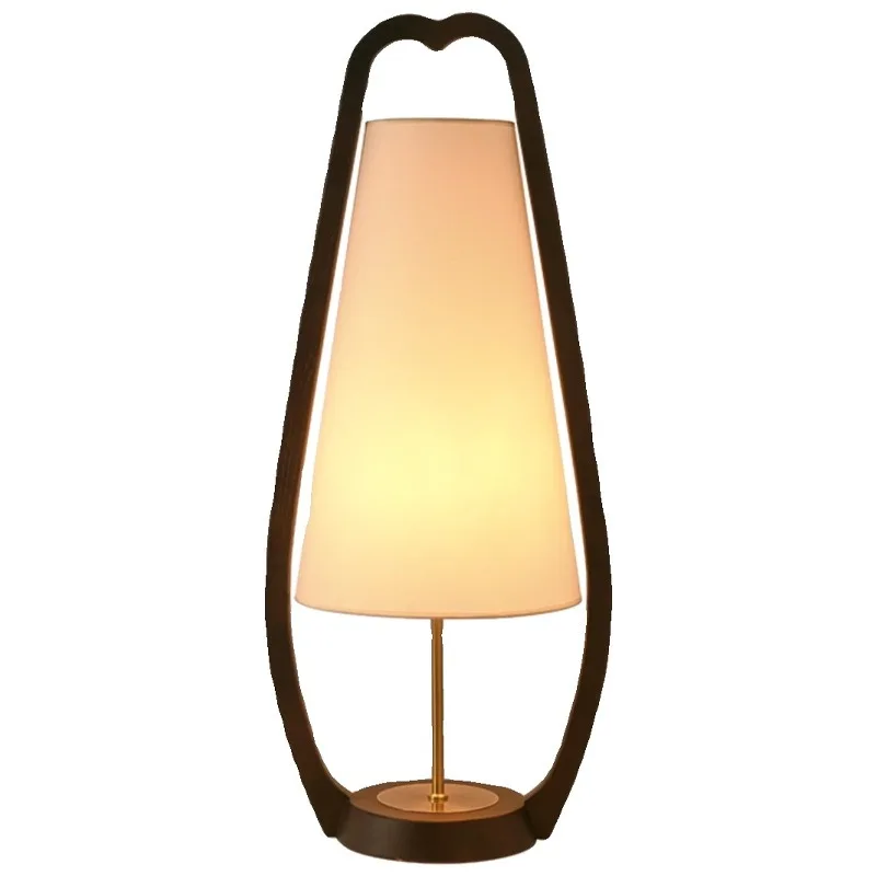 New Chinese living room solid wood floor lamp, Japanese retro simple bedroom study bedside personalized creative lamp
