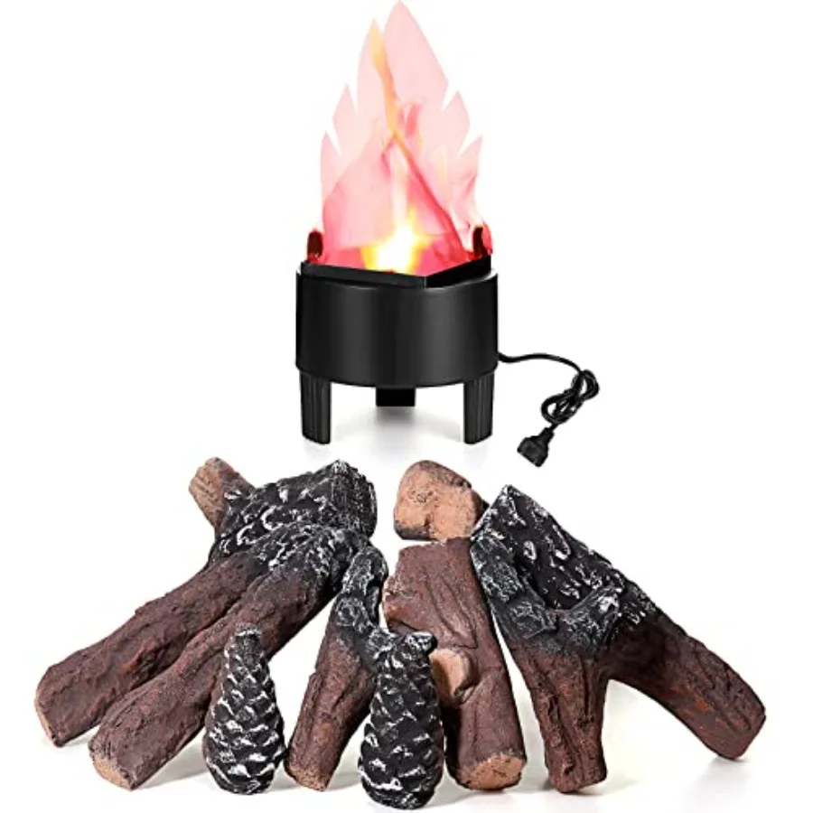 

Electronic 3D Led Fake Flames Effect Night Lamp Led Artificial Flickering Fire Flame with 10 Pieces Gas Fireplace Logs Simulate