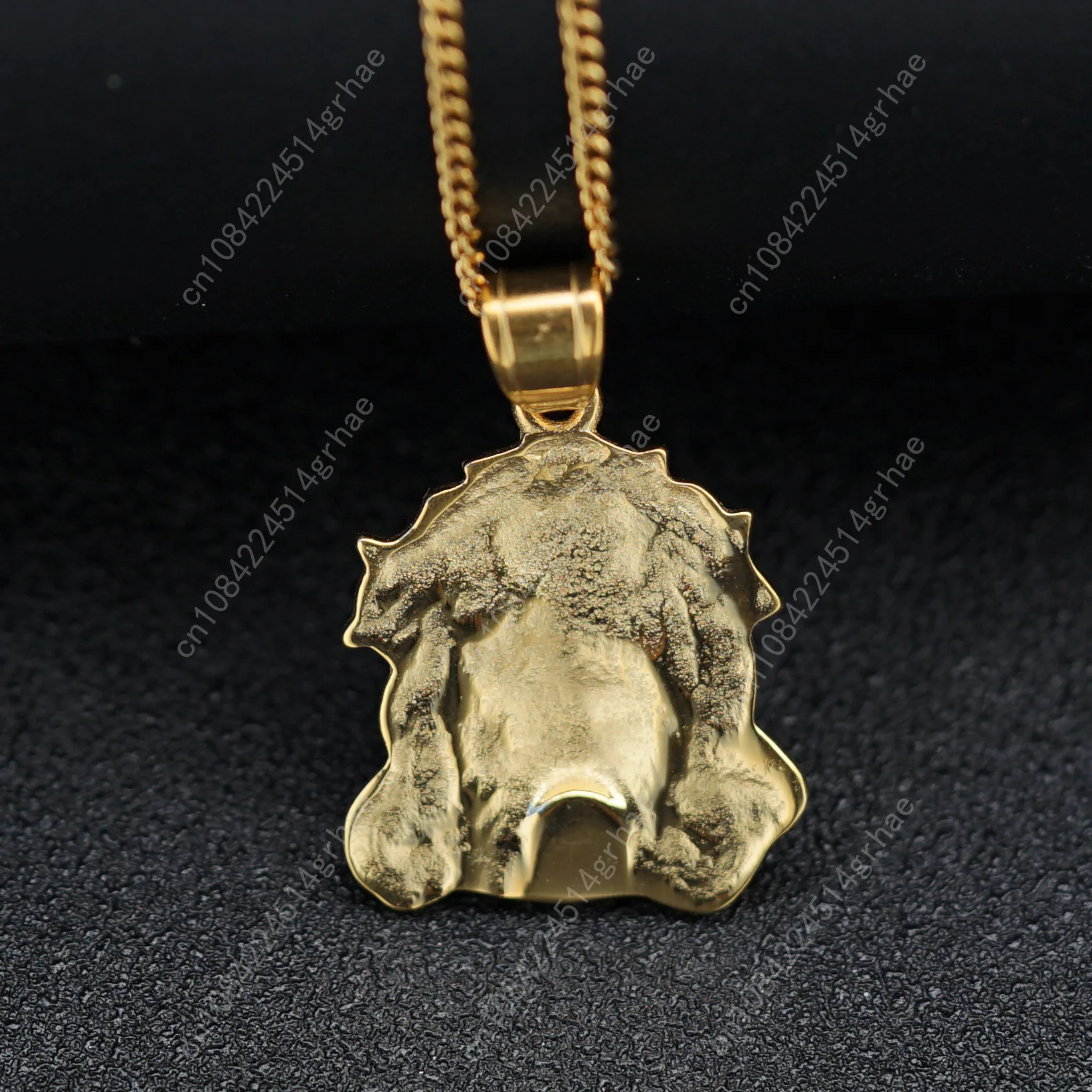 Collana con ciondolo con ciondolo in acciaio inossidabile 316L Gesù color oro per regalo di gioielli per feste da donna e uomo