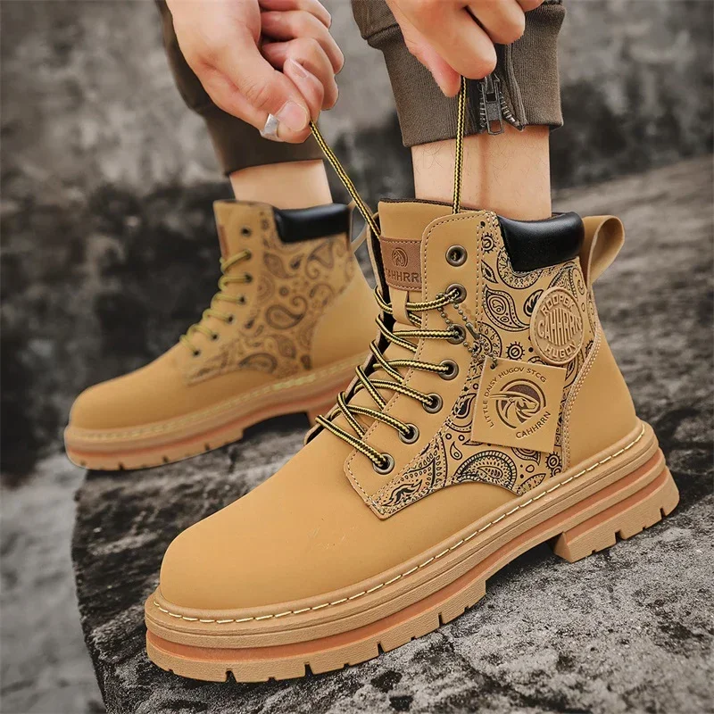 Botas de moto informales para hombre de marca de lujo a la moda para uso diario, zapatos para caminar hasta el tobillo, botas de cuero, botas de vaquero, botas biónicas para hombre