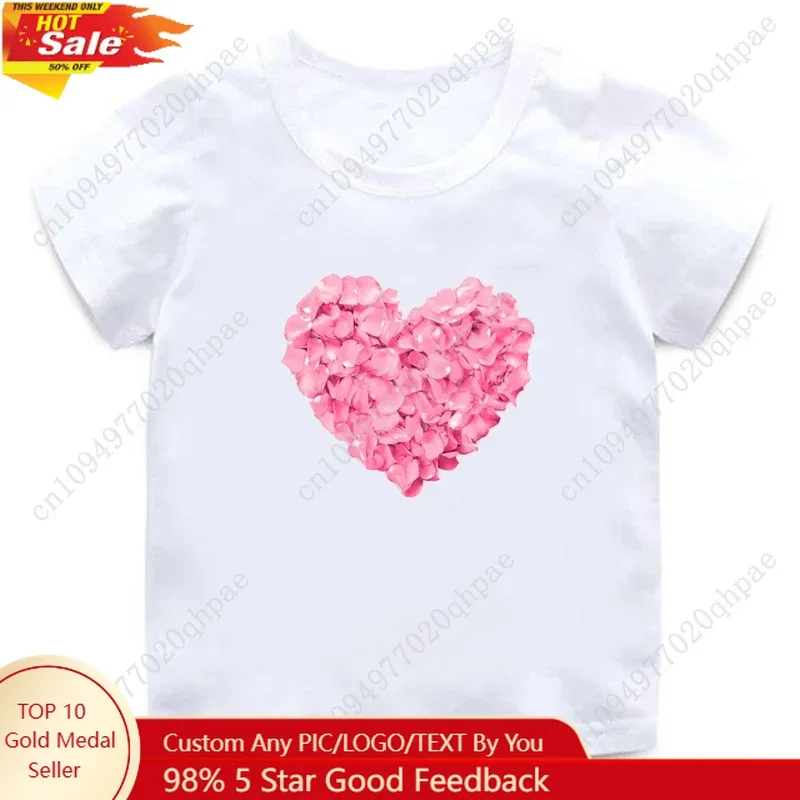 

Pink Love Kids T-shirt Pink Love Print Children's Tshirt Short Sleeve Baby Base Shirt Trend Clothes Tops Tee