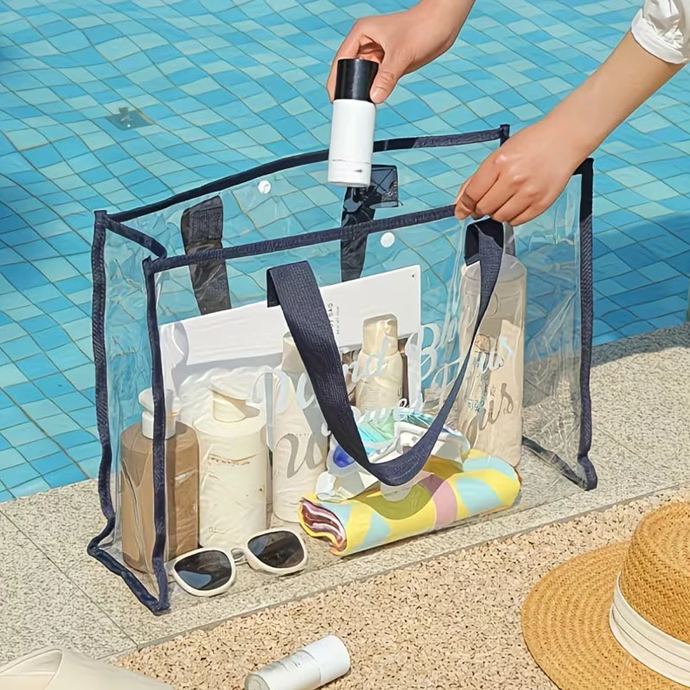 Transparent Pvc High-Quality Bag for Swimming and Fitness, Cosmetic and Adult Storage Tote Bag, Women's Shoulder Travel Beach Bag