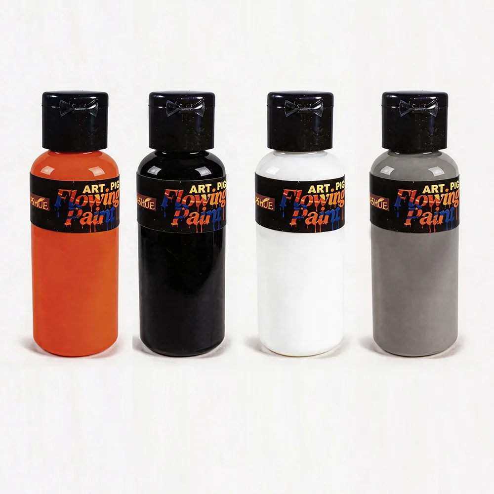4 Morandi Colors Pouring Acrylic Paint Set 50ml DIY Fluid Art Pigment for Canvas Stone Fluid Bear Hand Painting Craft Supplies