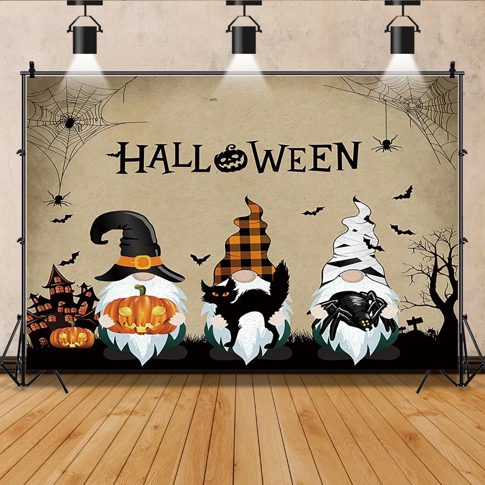 

Halloween Theme Backdrop Decor Pumpkin Bat Dwarfs Castle Kid Baby Birthday Party Portrait Photography Background Photo Studio