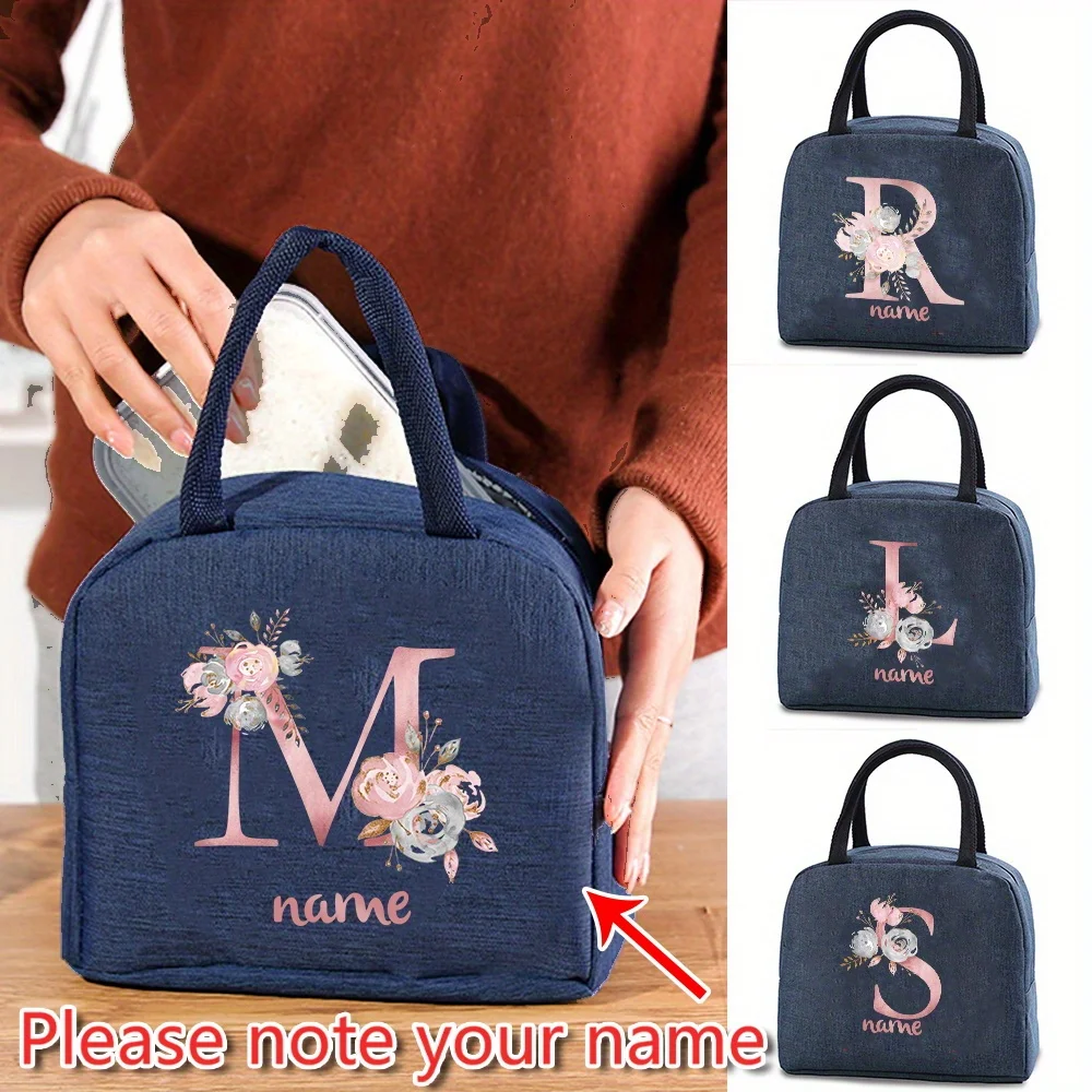 

Customized Insulated Lunch Bag Aluminum Foil Bento Bag Women's Handbag Pink Pattern Portable Lunch Box