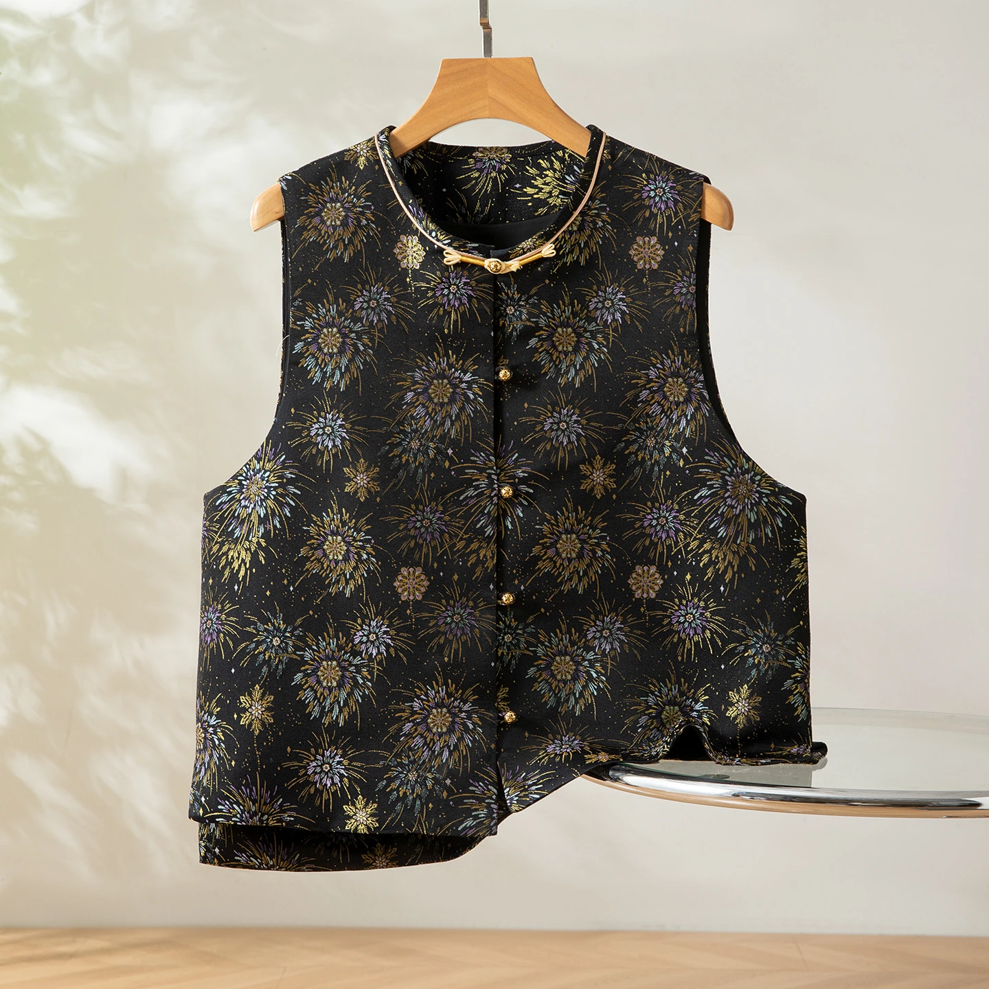 

Шелковая женская куртка с круглым вырезом, открытая спереди, в традиционном китайском стиле, с цветочным узором, на одной пуговице