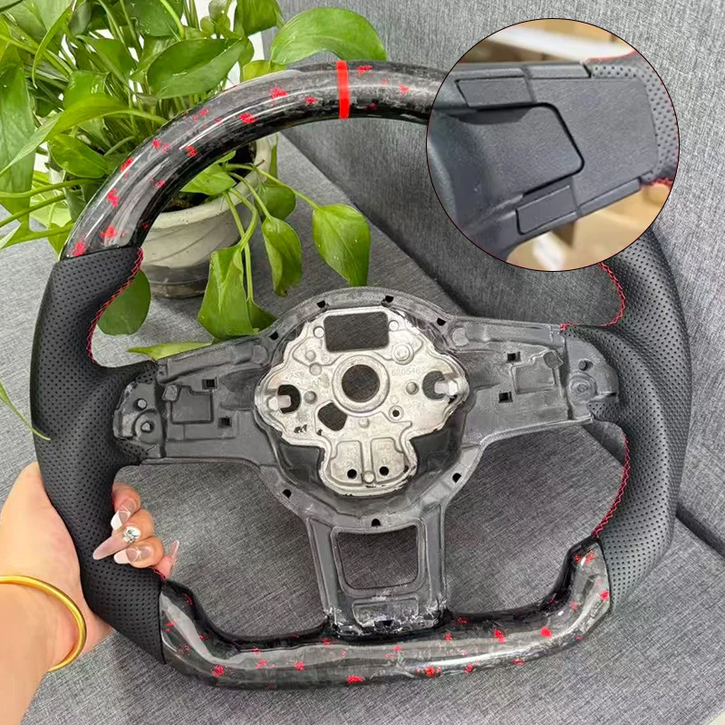 Rode folie gesmeed koolstofvezel stuurwiel voor Volkswagen MK7 MK7.5 GTI R GTD GTE Golf7 Passat B8 aanpasbare kleuren