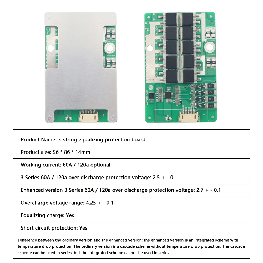 3S 60A High Current Lithium Battery Charging Protection Board Same Port/Split Port Battery Management System Active Equalization