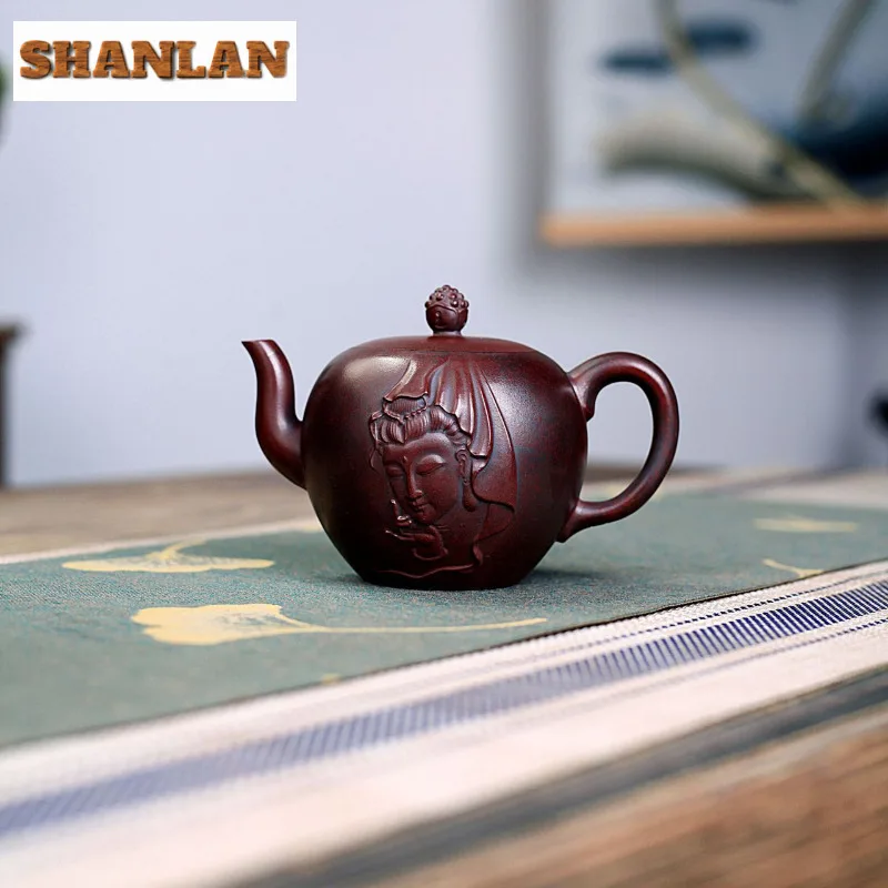 

240ml Classic Yixing Purple Clay Teapots Handmade Beauty Shoulder Pot Raw Ore Antique Red Mud Tea Brewing Kettle Zisha Tea Set