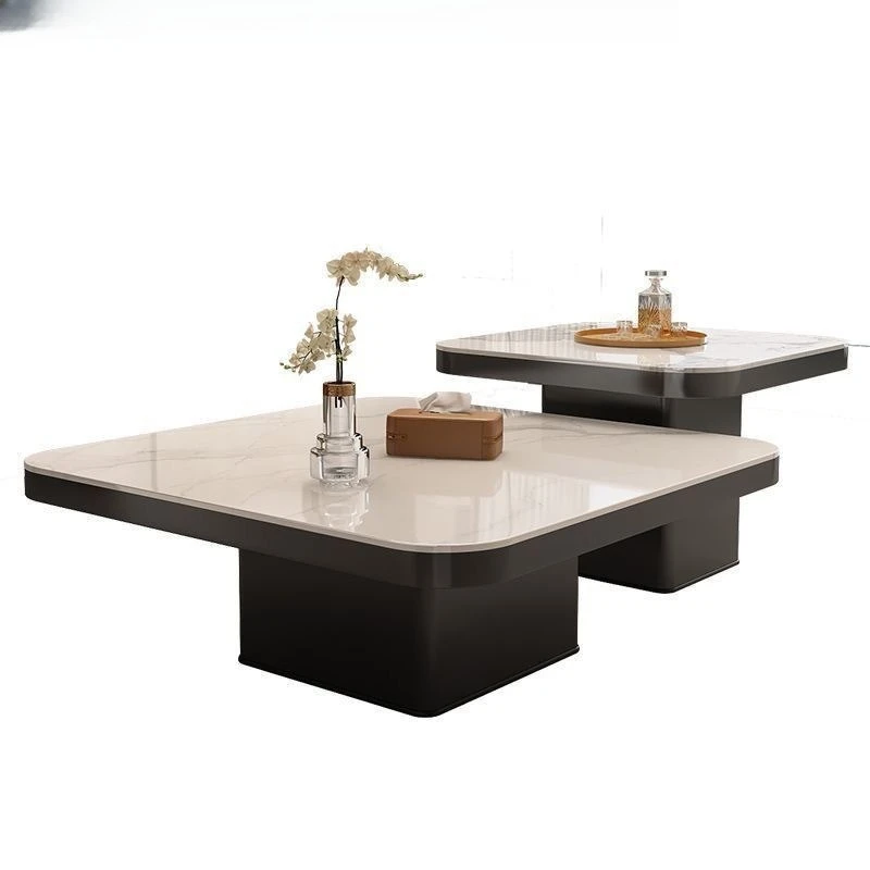 

Square Italian simple rock slab combination coffee table, light luxury and modern, high-end living room for home use