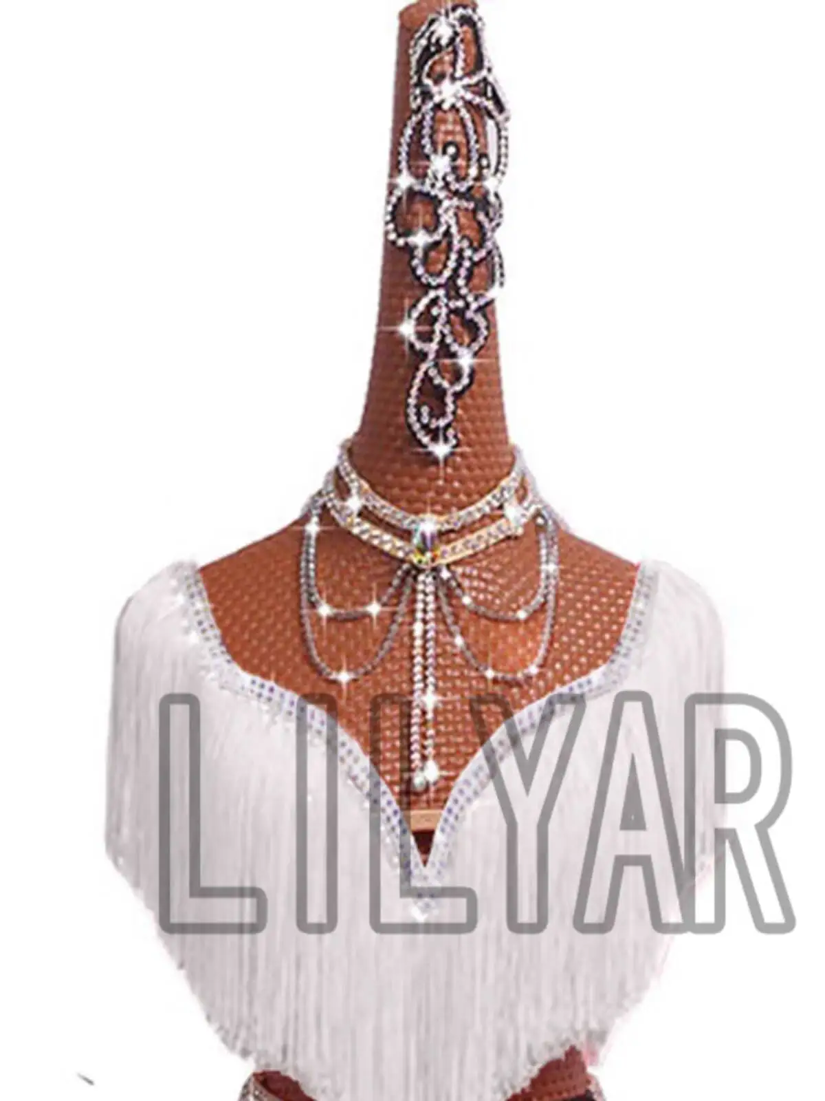 Nieuwe Latin-dansjurk voor dames Competitiekostuum Bloemenjurk met visgraatzoom voor kinderen en tieners Wit beschikbaar