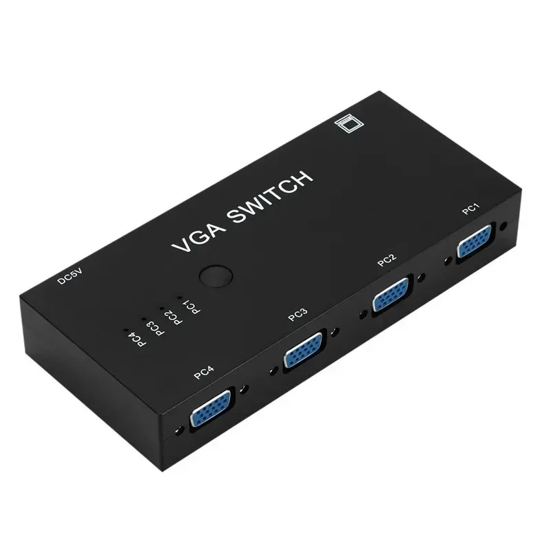 1080P 4 In 1 Out VGA Switch, Four Cut One Out VGA Audio Video Converter for Computer, Projector, Set - top Box, Notebooks