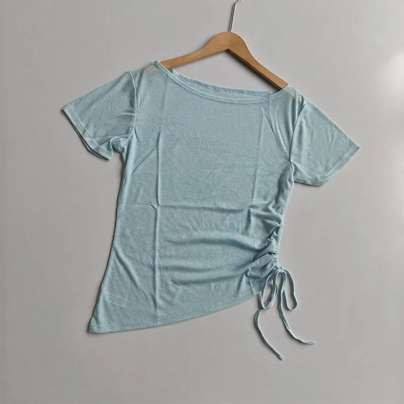 

Yoga Clothes High Elasticity Naked Feeling Summer Quick-drying Sports Short-sleeved Running Sports Fitness Tops Wear Outside