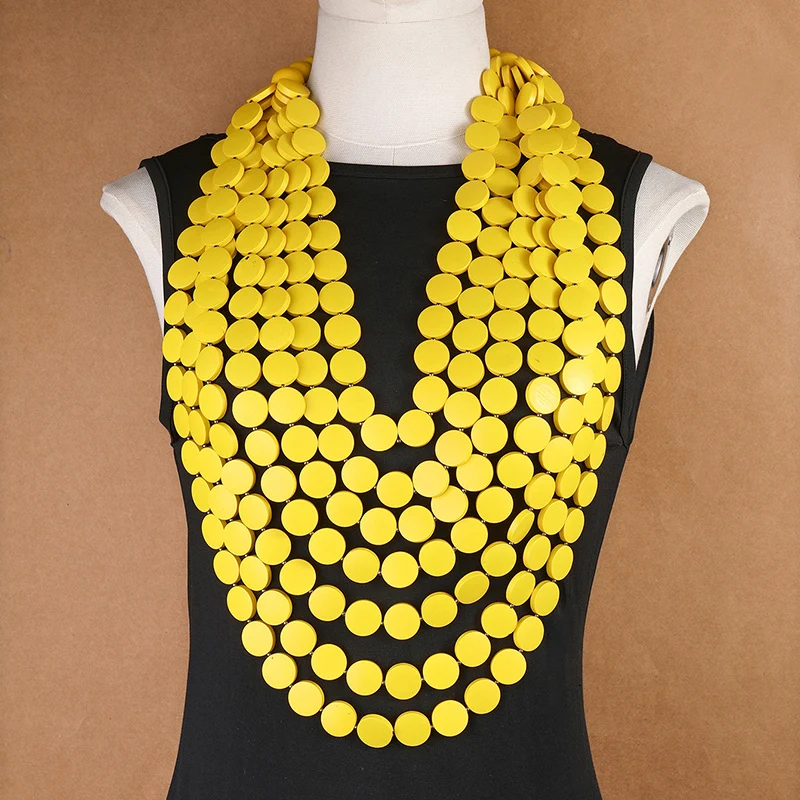 Women Wooden Chips African Necklace For Women Party Wedding Dress