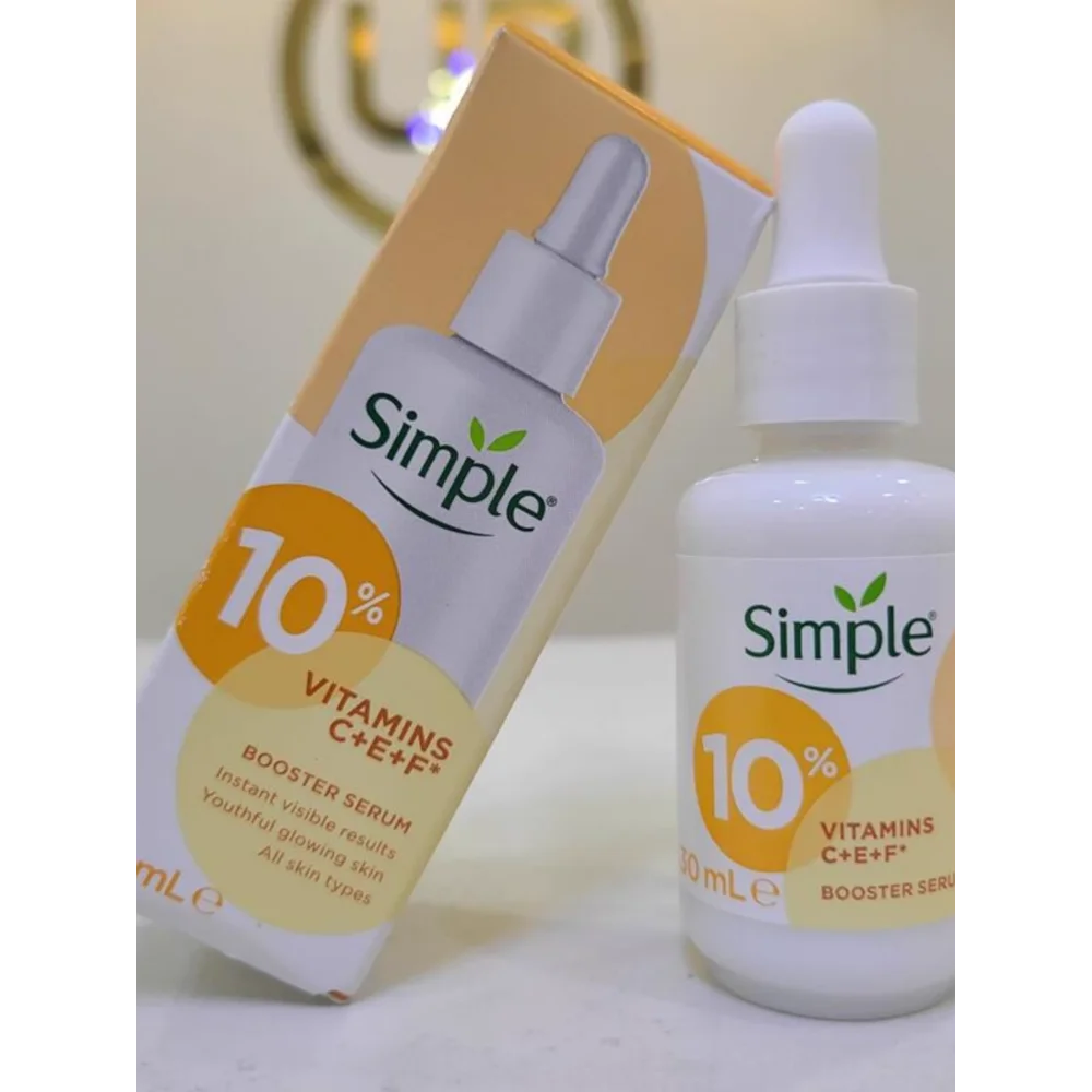 SIMPLE 10% VC+VE+VF Booster Serum 30ml Brightening Antioxidant Moisturizing Repairing Hydration Whitening Smoothing Skin Care