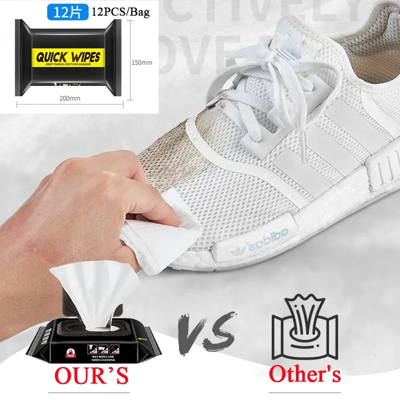 Sneaker Cleaning Wipes Shoe Cleaners Travel Portable Sneaker Disposable Quick Cleaning Wet Wipes White Shoes Artifact 12Pcs/Bag