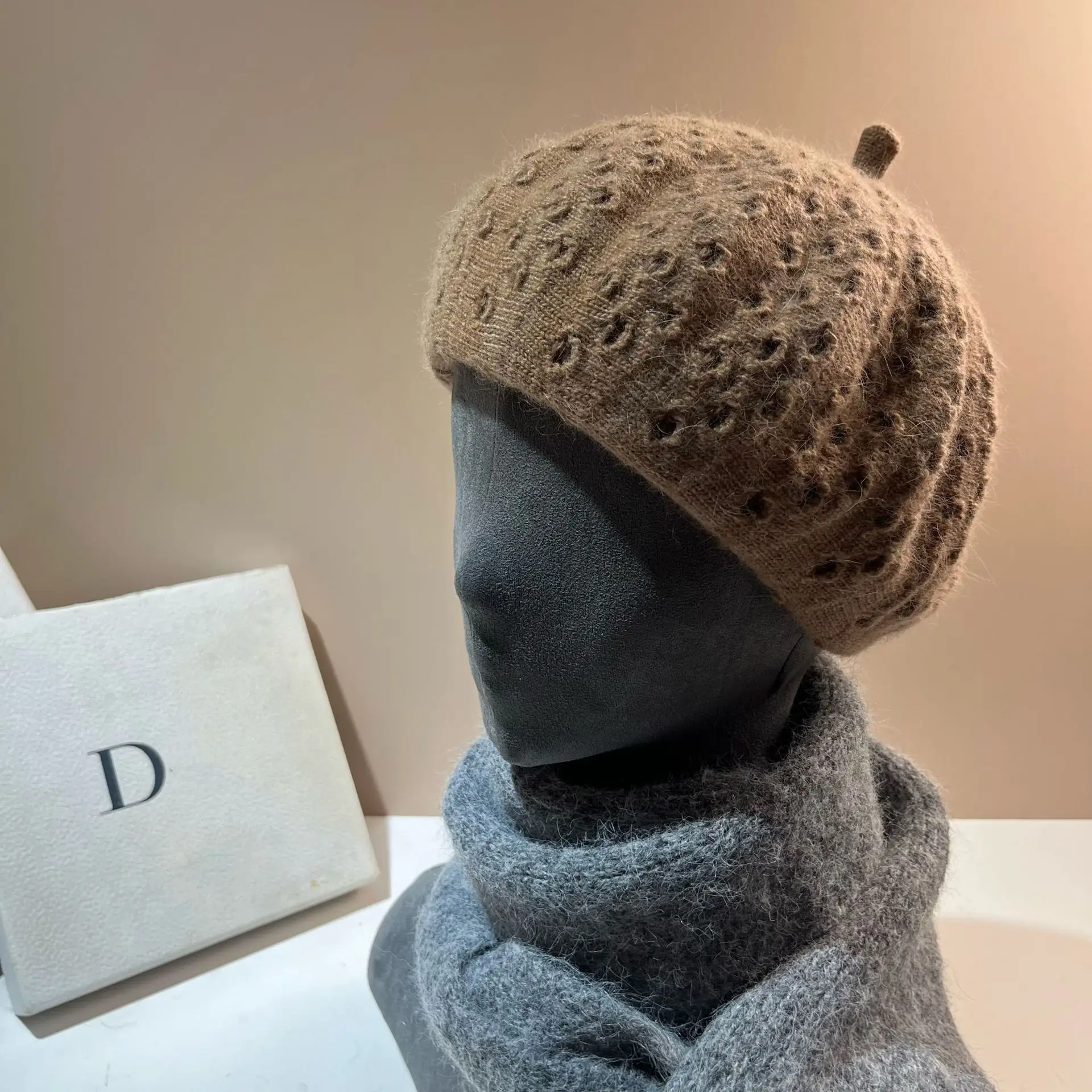 2025 Winter New Arrival: Sweet and Cosy Knitted Beret Hat for Women Simple Puffy Knit Beanie