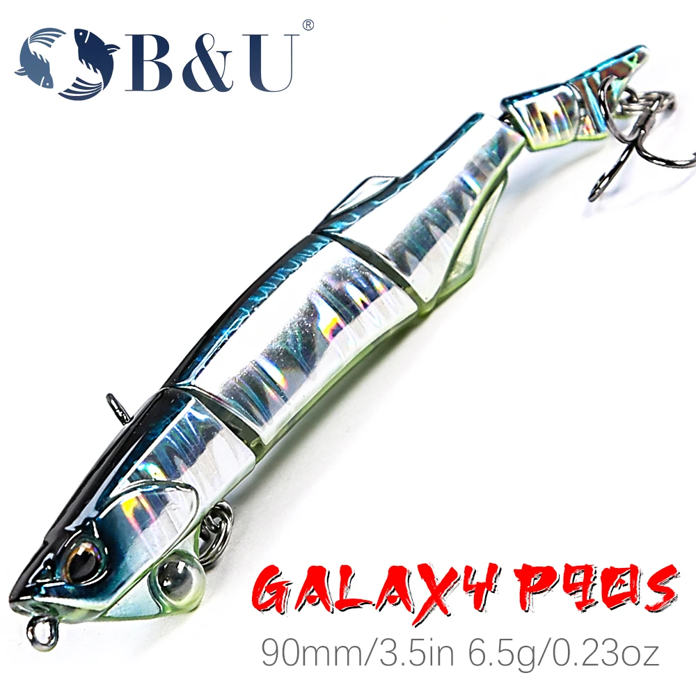 

B&U-Fishing Lure, Minnow Quality, Professional Swim, Jointed Bait, Black or White Hook, Hot, 4 sections, 9cm, 6.5g