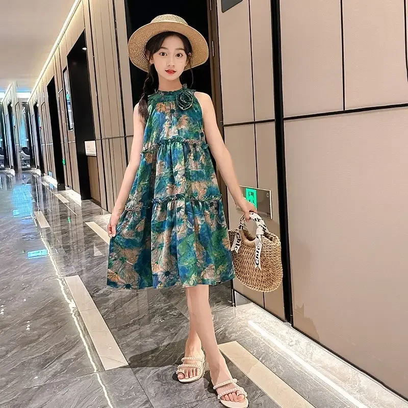 

New Flower Fashion Summer Girls Dress Party Kids School Dresses Costumes Children Princess Clothes Teen Vestidos 6 8 10 12 Years