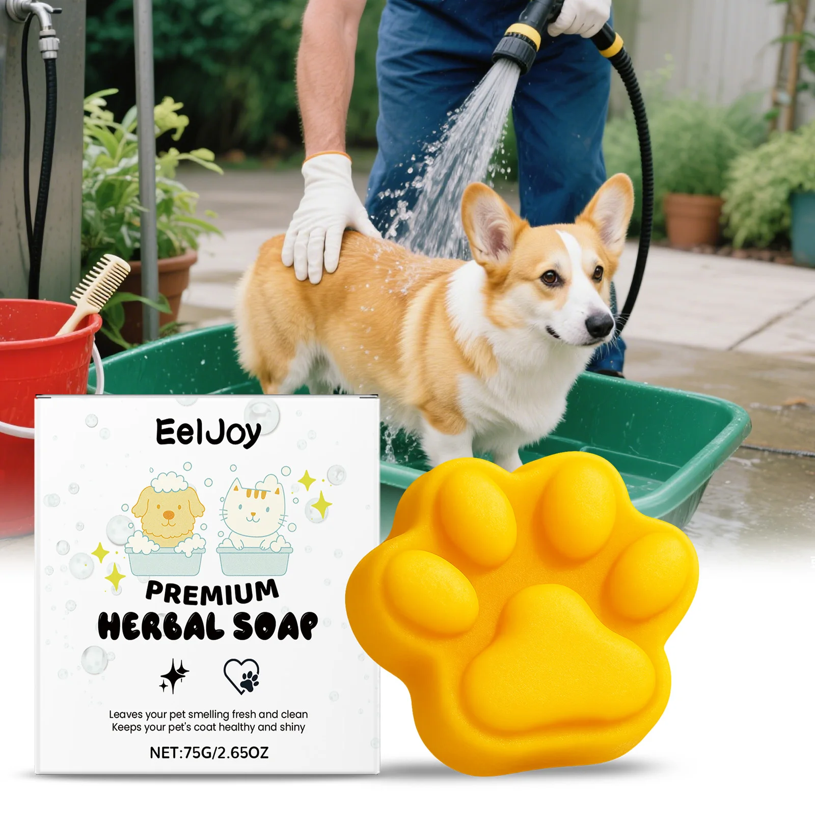 

EelJoy 75g Pet Soap Plant Ingredients Daily Cleaning Cat and Dog Body Hair Removal Odor Fresh Soap