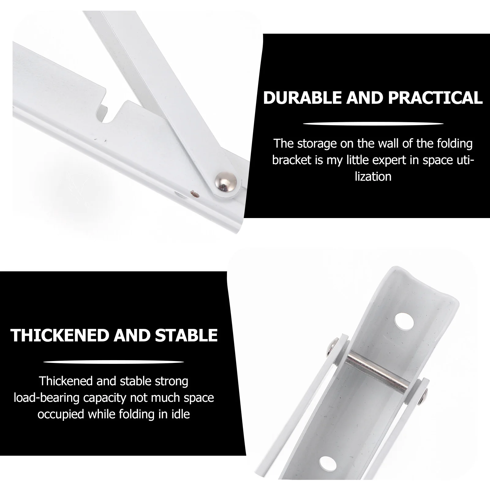 

2pcs Mounted Shelf Brackets 10 Inch Heavy Duty Foldable L-Shaped Stainless Steel Support Space Saving Wall Storage Rack For