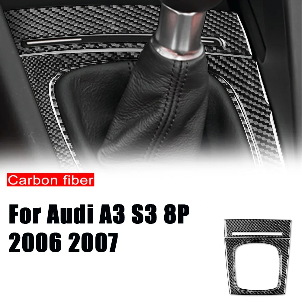 

Carbon Fiber Sticker Car Accessories Car Manual Gear Shifter Panel Surround Frame Storage Box Trim For Audi A3 S3 8P 2006 2007