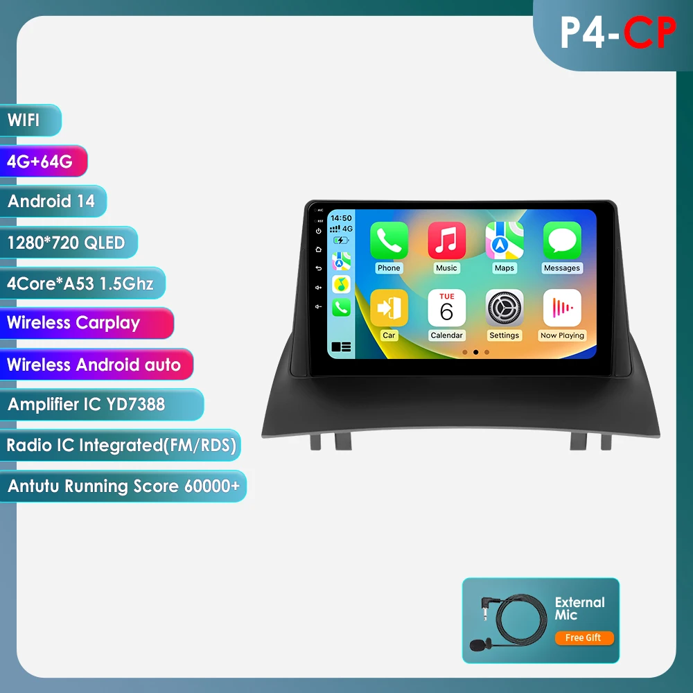 9 ''6115 Intelligent Scherm 2din Android Autoradio Multimedia Video Player voor Renault Megane 2 2002-2009 GPS Nav Carplay 4G RDS - afbeelding 1