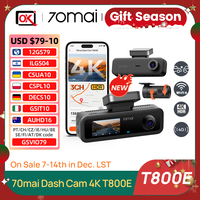 70mai 4K Dash Cam T800E Support 3-Channel Car DVR 4K + Rear 1080P + Interior 1080P HDR Supercapacitor Built GPS 24H Parking Mode