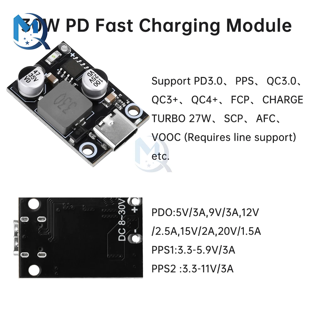 PD30W/45W Fast Charging Module Type-C Interface Apple PD3.0 PPS Fast Charging QC3.0 Huawei SCP Support VOOC