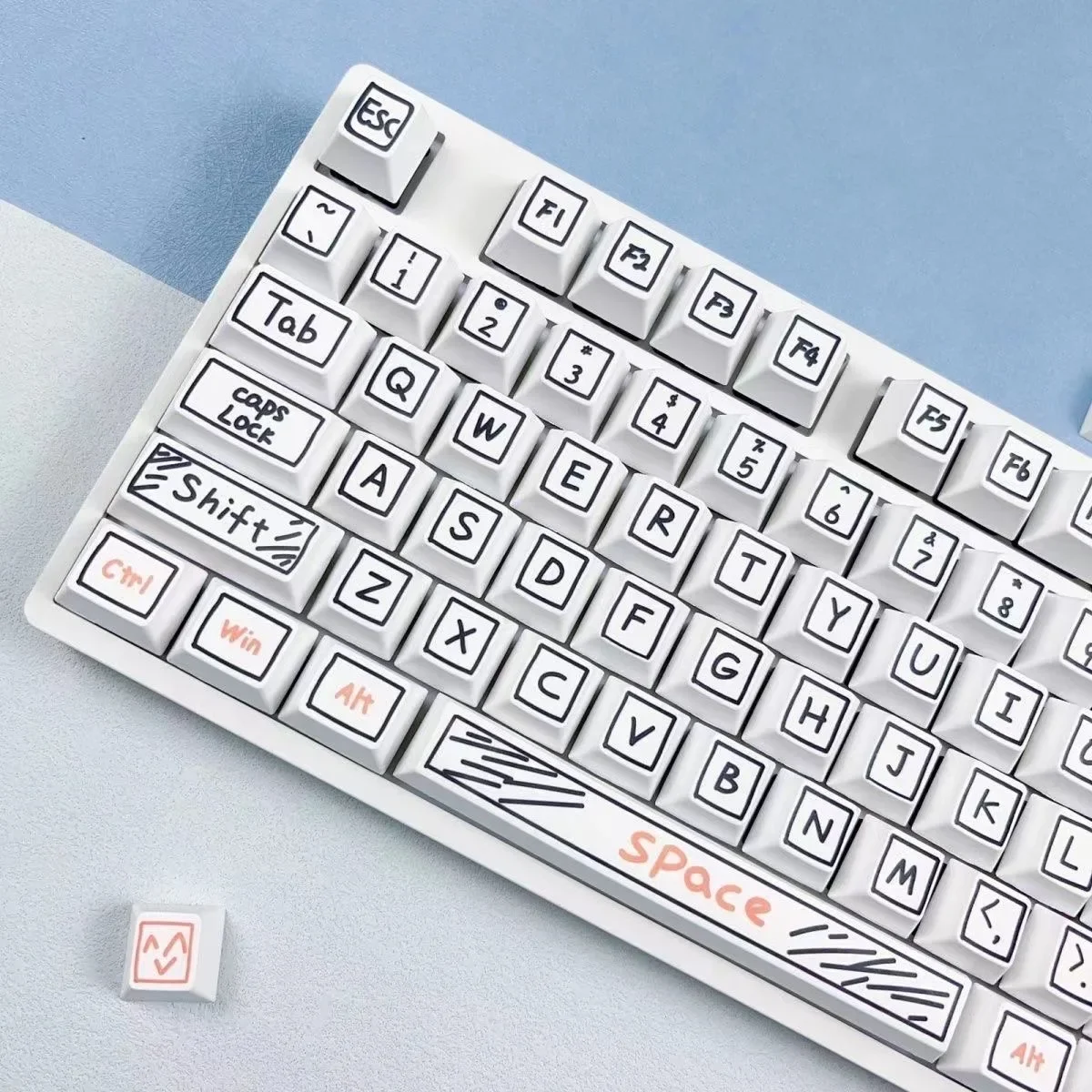 126 Keys Graffiti Keycap Cute XDA/MA Profile PBT Keycaps for Mechanical Keyboard Custom Cute Anime Key Caps Set Tester68 Rk61