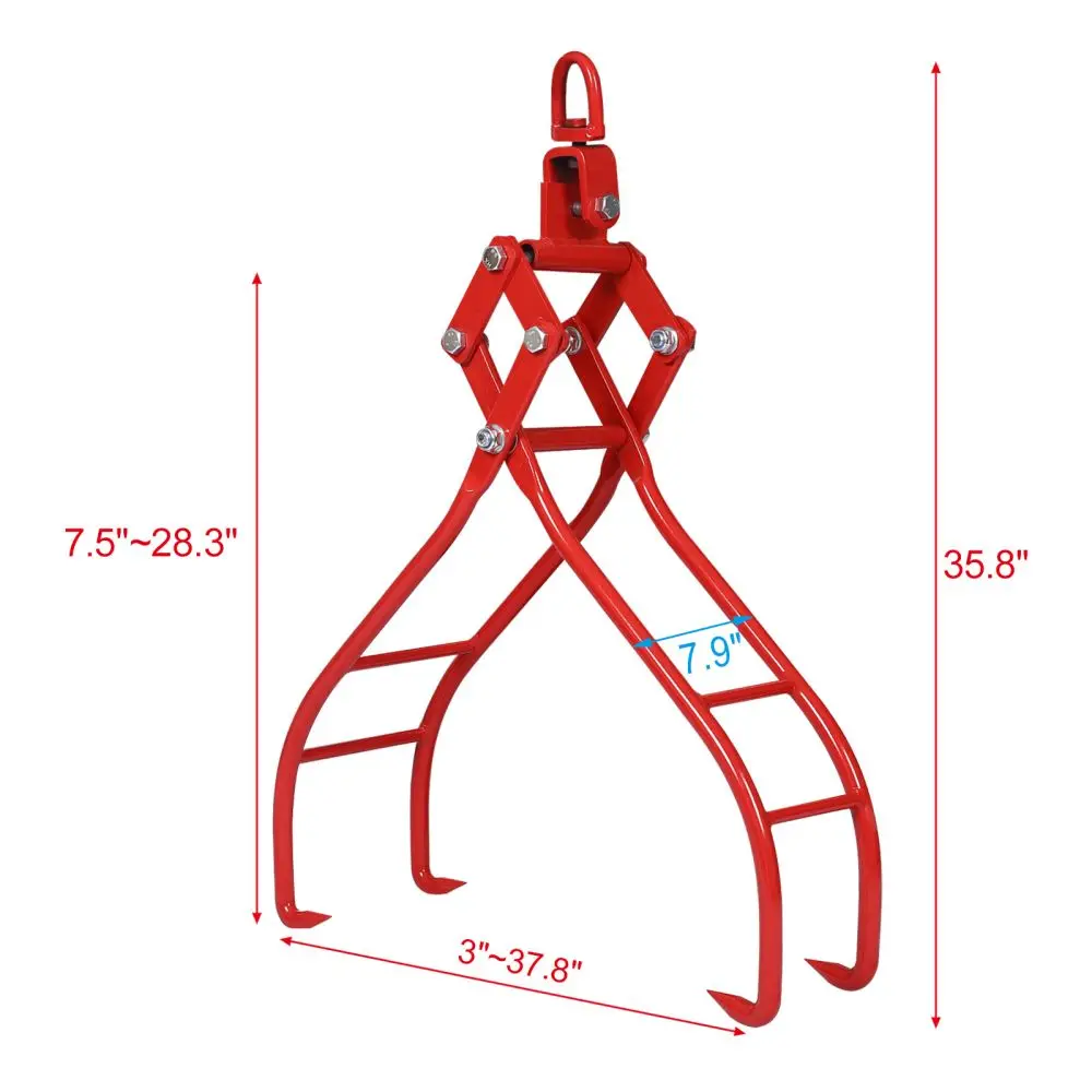 Dreamzon 4 Claw Timber Log Lifting Logging Tongs Grabber Tong 28"