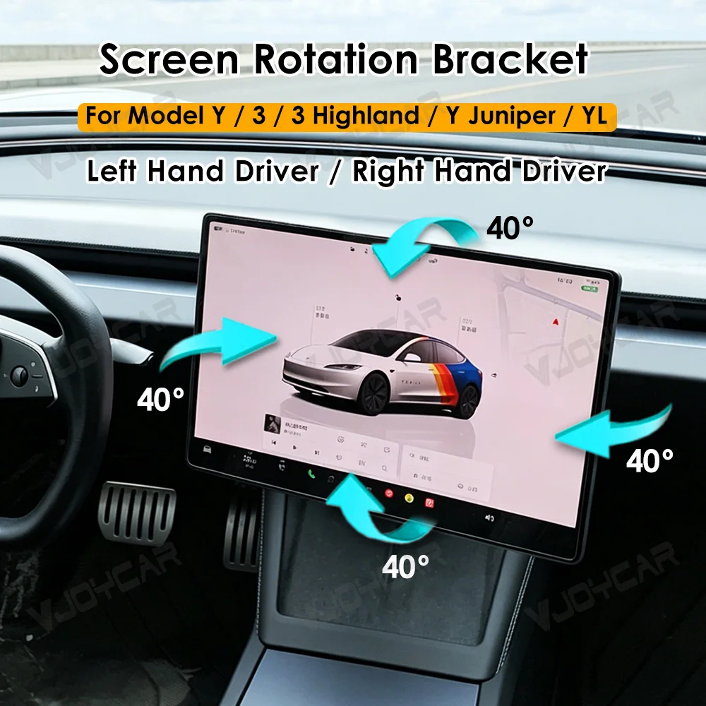 VJOYCAR Neue Gen.2 Schwenkbare Halterung für Tesla Model 3 Highland Y Juniper YL Beibehaltung der Originalhöhe des Zentralbildschirms Rotationshalterung – Detail 2