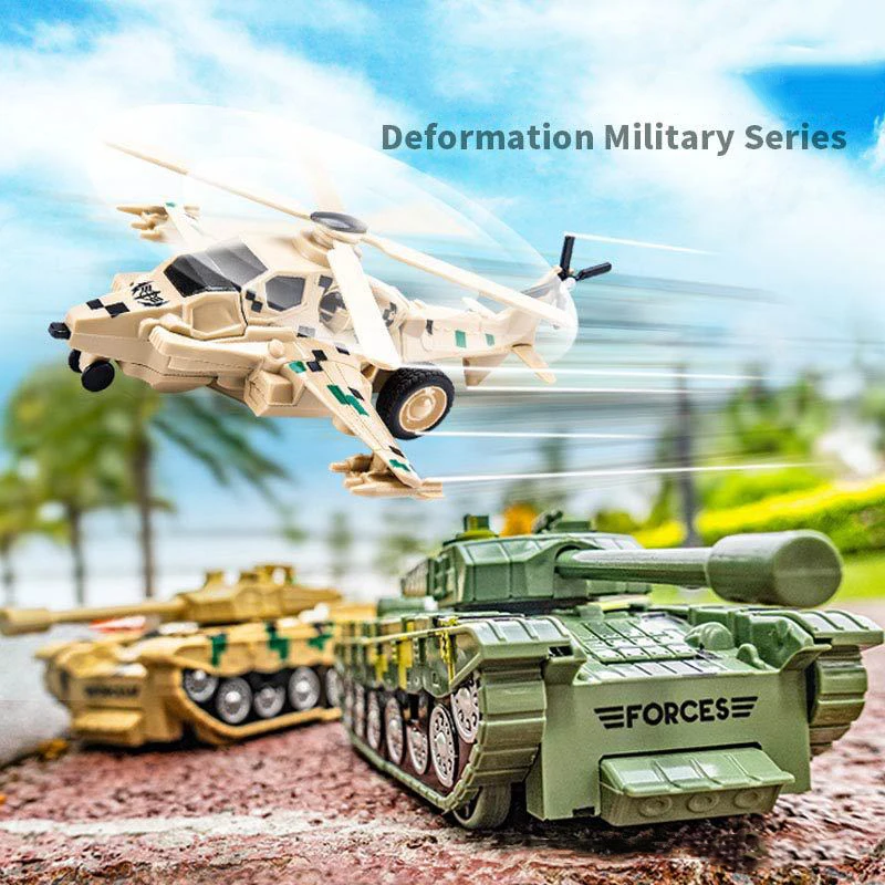 Een Klik Automatische Botsing Vervorming Auto Speelgoed Leuk Transformeren Robot Militair Model Vliegtuigen Tanks Gepantserde Voertuigen Model Speelgoed