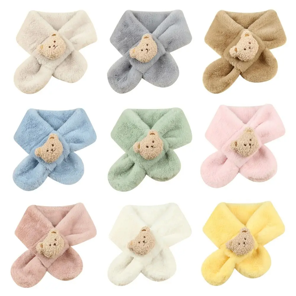 Fashion Warm Kids Winter Scarf Thick Neck Warmer Cartoon Bears Soft Baby Shawls Outdoor