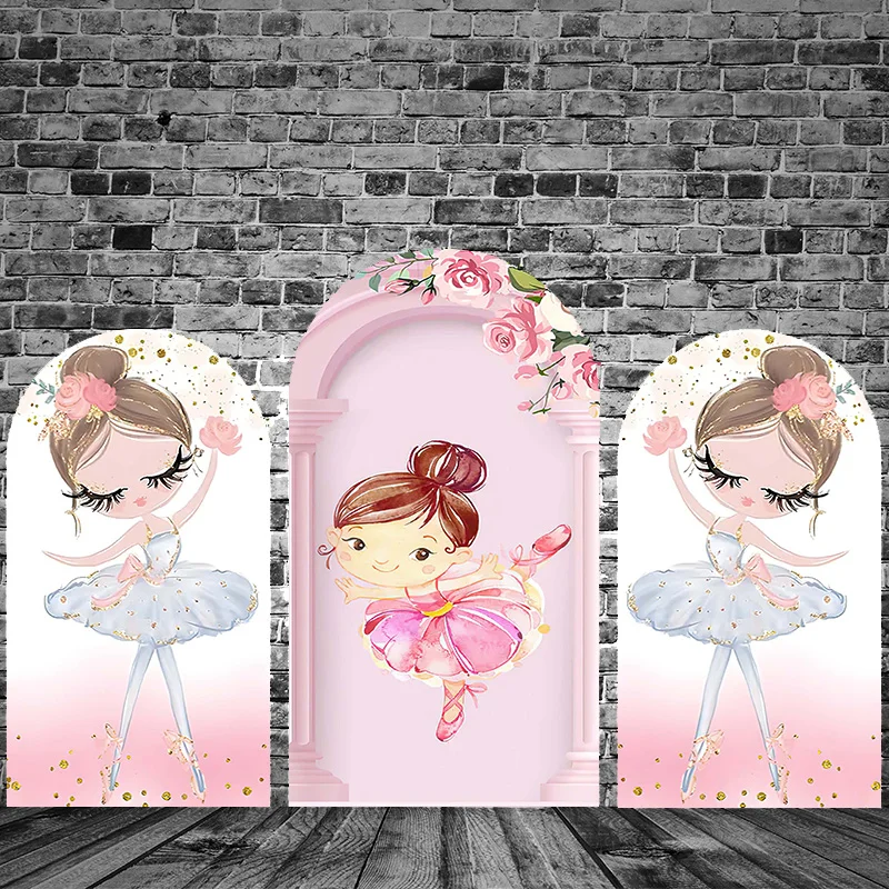 

Newborn Girls 1st Birthday Party Arch Covers White Spandex Fitted 2-Sided Party Arch Stand Covers Round Top Arch Backdrop Covers