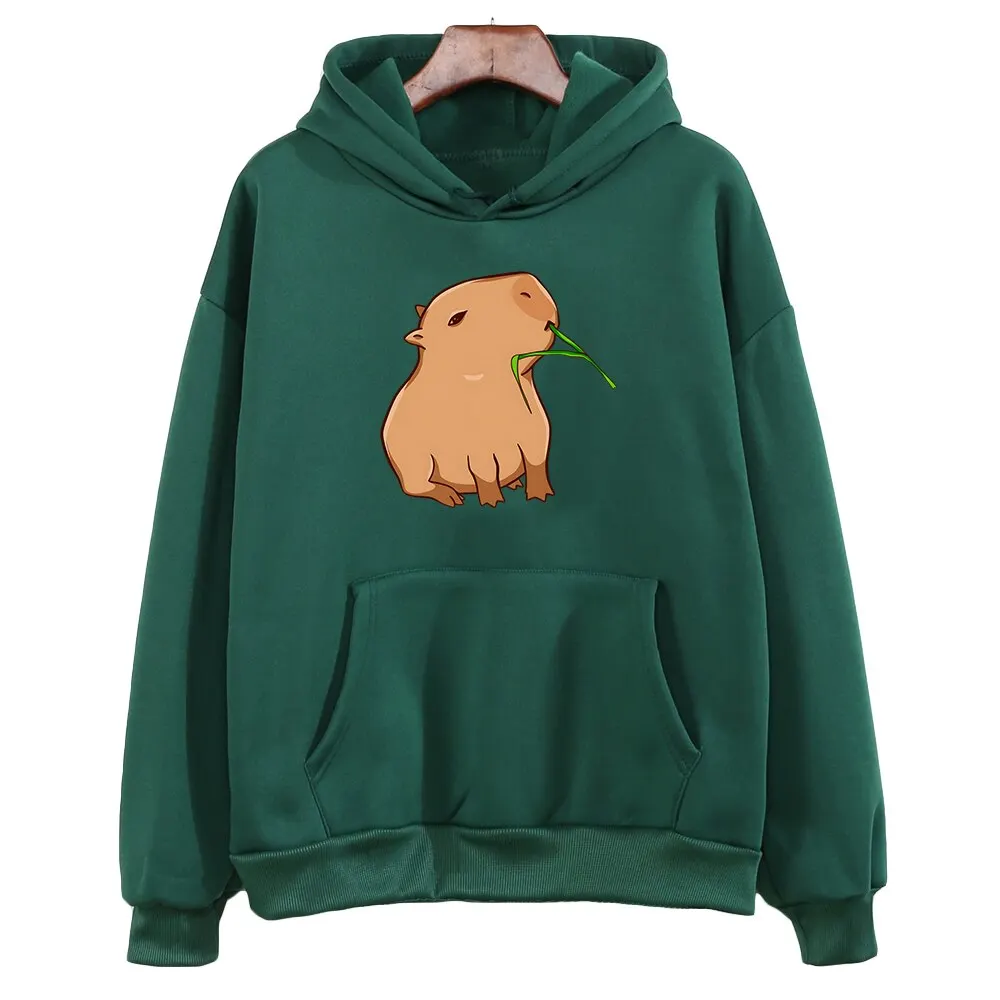 Sudaderas con capucha con estampado de Capybara para niñas adolescentes, Top de dibujos animados Kawaii, sudaderas Unisex, suéter con capucha