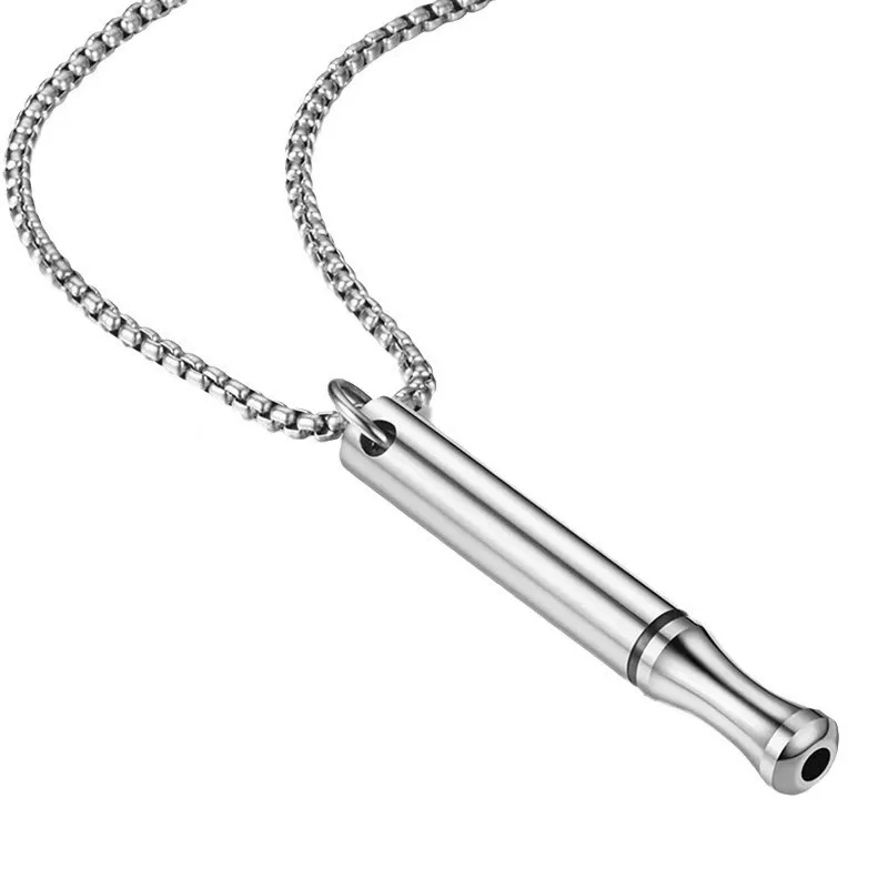 Meetvii Stainless Steel Anxiety Necklace Pendants Stress Relief Breathing Meditation Necklace Yoga Ritual Jewelry Accessories