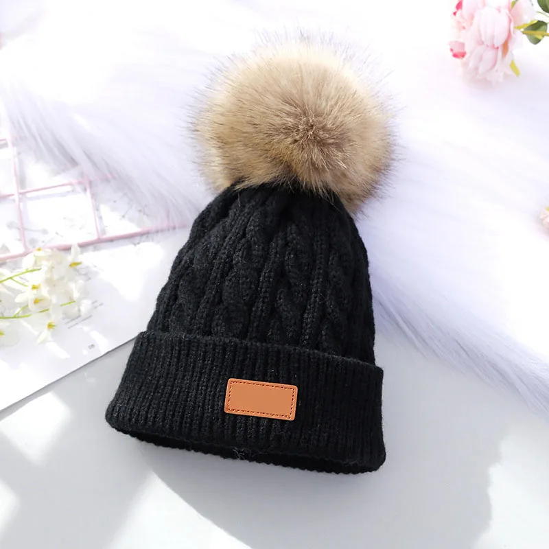 Baby Boy Hat Cute Pompom Baby Cap Beanie Autumn Winter Warm Knitted Children Girls Hats Solid Hairball Elastic Kids Caps Bonnet