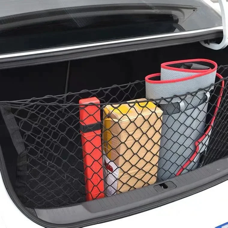 Auto Trunk Rear Cargo Luggage Nylon Mesh Elastic Storage 90x30CM/40x110CM Net Holder With 4 Plastic Hooks Pockets image 3
