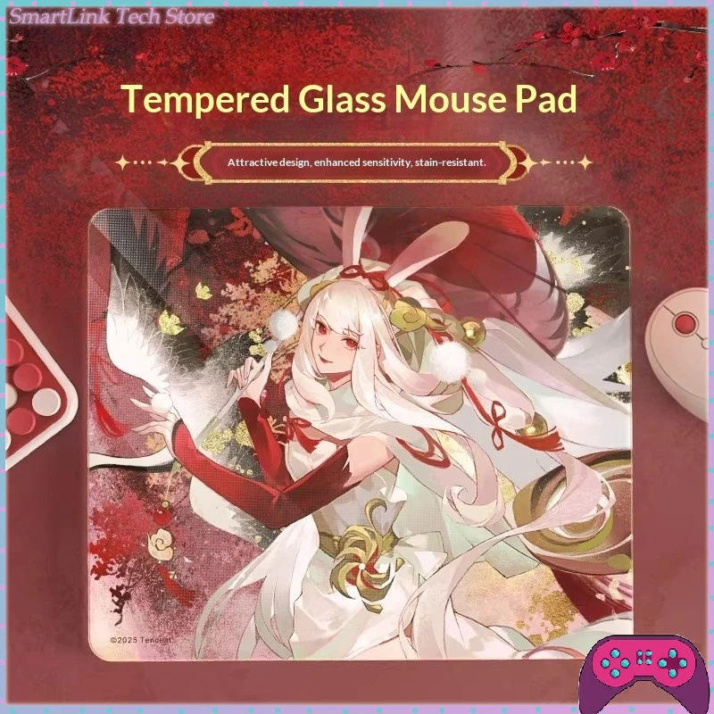 Li Bai Co-branded Tempered Glass Mouse Pad, Stain-resistant and Durable, E-sports Gaming Accessories Gifts