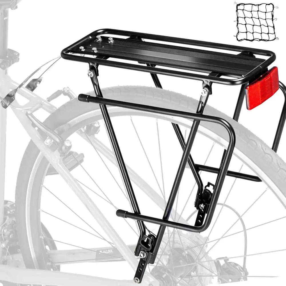 

Adjustable Bike Rack with Reflector & Cargo Net for 26-29 and 700c Bikes, Non-Disc Brake Compatible