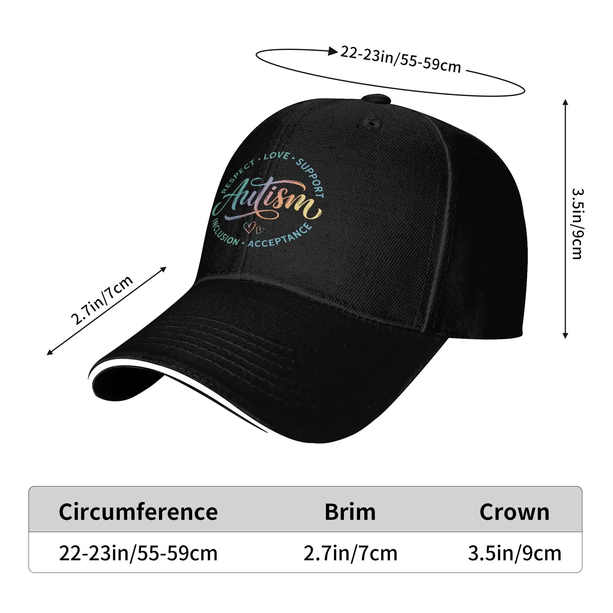 Autism Awareness  Blue Autism  Sun Baseball Cap Summer Unisex-Teens  Print Trucker Hat Sun-Proof Street Style  Baseball Caps