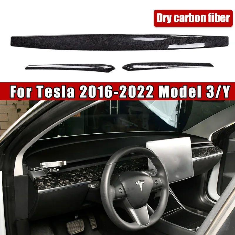 

Матовая, глянцевая и кованая отделка центральной консоли из настоящего карбона для автозапчастей для Tesla Model 3 2017-2023 и Model Y