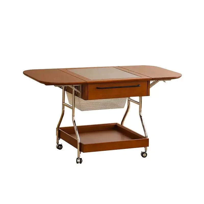 

Antique mobile lifting coffee table solid wood retro Nordic folding trolley home modern small apartment living room storage