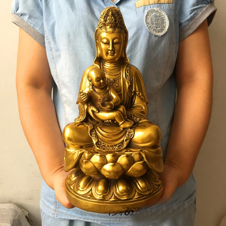 30CM large- home Porch lobby Blessing  the pregnancy children health safety efficacious Protection COPPER Songzi Guanyin statue