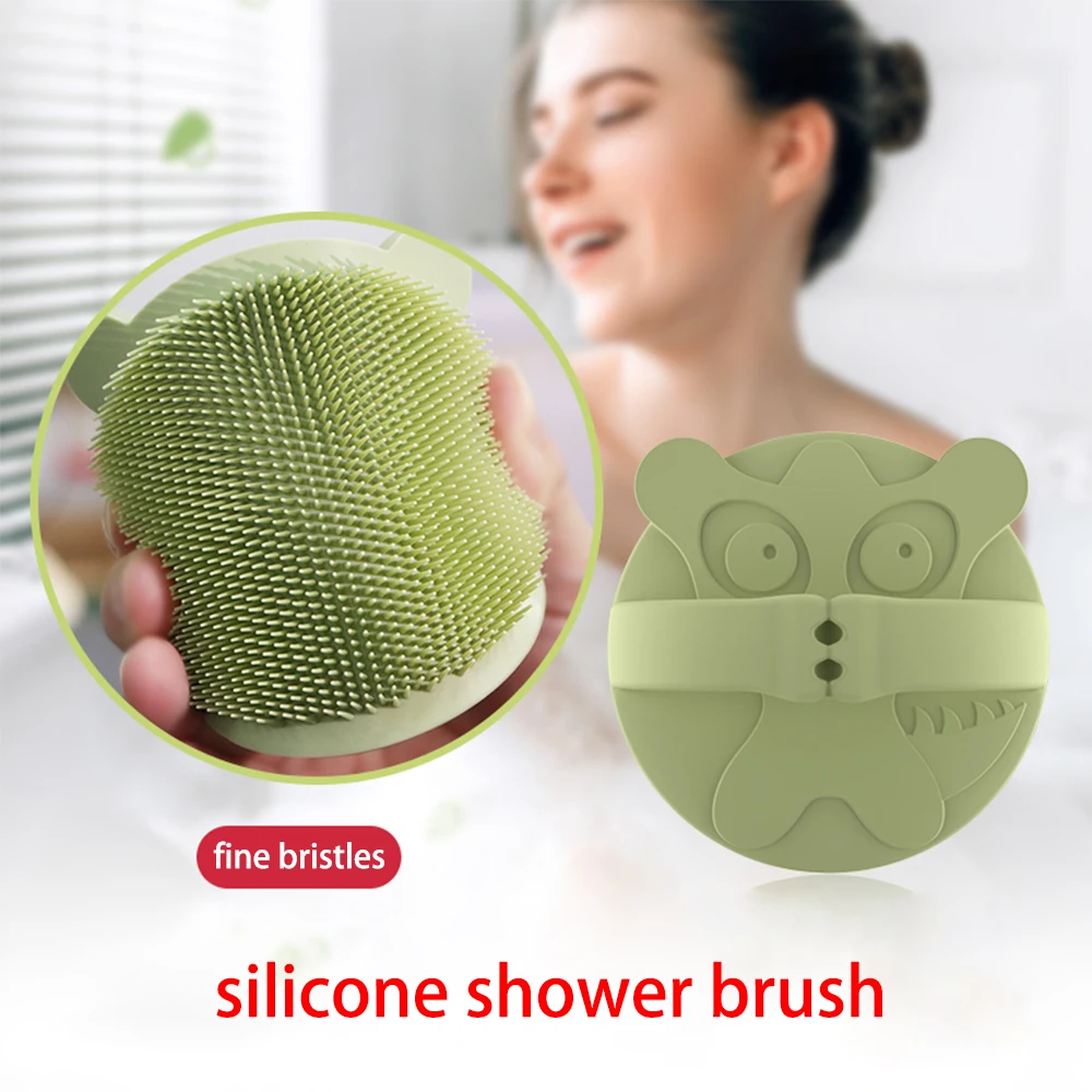 Soft silicone baby bath brush gently cleans baby's hair and body, BPA-free, a safe bathing tool for newborns and children.
